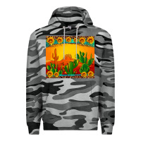Slate Camo desert sunset with cactus sunflowers and leopard Premium Hoodie - Artiststas