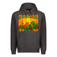 Smoke desert sunset with cactus sunflowers and leopard Premium Hoodie - Artiststas