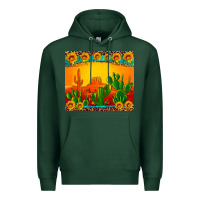 Sports Green desert sunset with cactus sunflowers and leopard Premium Hoodie - Artiststas