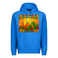 True Royal desert sunset with cactus sunflowers and leopard Premium Hoodie - Artiststas