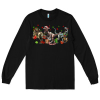 Black Three Christmas Dinosaurs Long Sleeve Tee - LillyAllenDesigns