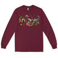 Burgundy Three Christmas Dinosaurs Long Sleeve Tee - LillyAllenDesigns