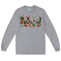 Heather Grey Three Christmas Dinosaurs Long Sleeve Tee - LillyAllenDesigns
