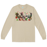 Mushroom Three Christmas Dinosaurs Long Sleeve Tee - LillyAllenDesigns