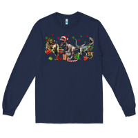 Navy Three Christmas Dinosaurs Long Sleeve Tee - LillyAllenDesigns