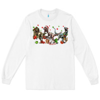 White Three Christmas Dinosaurs Long Sleeve Tee - LillyAllenDesigns