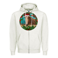 Oatmeal Heather Brown Horse Christmas Zipper Hoodie - RanaPortraitStore