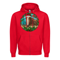 Red Brown Horse Christmas Zipper Hoodie - RanaPortraitStore