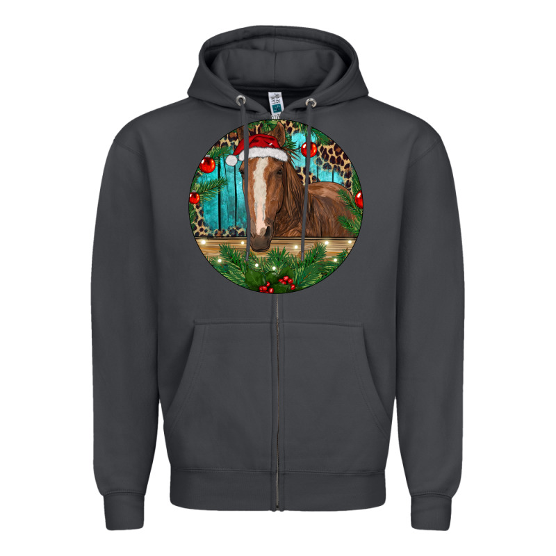 Brown Horse Christmas Zipper Hoodie by RanaPortraitStore | Teevron