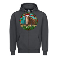 Smoke Brown Horse Christmas Zipper Hoodie - RanaPortraitStore