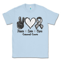 Dusty Blue Peace Love Cure Carcinoid Cancer Classic Tee - Jasminsmagicworld