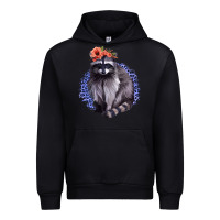 Black Classy But A Little Thrashy Racoon With Flowers Urban Hoodie - Jasminsmagicworld