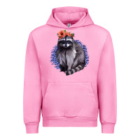 Fuchsia Pink Classy But A Little Thrashy Racoon With Flowers Urban Hoodie - Jasminsmagicworld