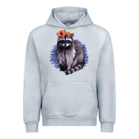 Heather Grey Classy But A Little Thrashy Racoon With Flowers Urban Hoodie - Jasminsmagicworld