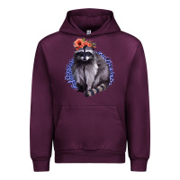 Mauve Wine Classy But A Little Thrashy Racoon With Flowers Urban Hoodie - Jasminsmagicworld