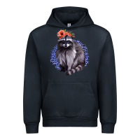 Navy Classy But A Little Thrashy Racoon With Flowers Urban Hoodie - Jasminsmagicworld