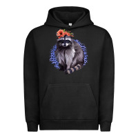 Pigment Black Classy But A Little Thrashy Racoon With Flowers Urban Hoodie - Jasminsmagicworld