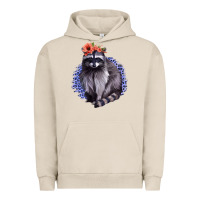 Pigment French Oak Classy But A Little Thrashy Racoon With Flowers Urban Hoodie - Jasminsmagicworld