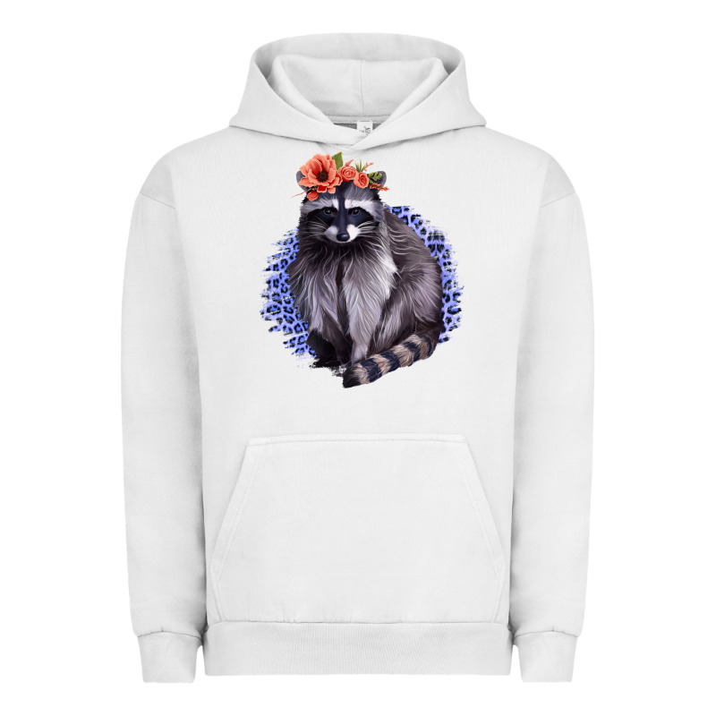 Classy But A Little Thrashy Racoon With Flowers Urban Hoodie by Jasminsmagicworld | Teevron