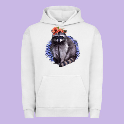 Classy But A Little Thrashy Racoon With Flowers Urban Hoodie Designed By Jasminsmagicworld