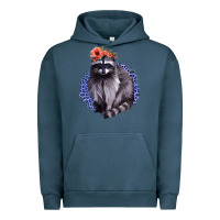 Pigment Midnight Navy Classy But A Little Thrashy Racoon With Flowers Urban Hoodie - Jasminsmagicworld