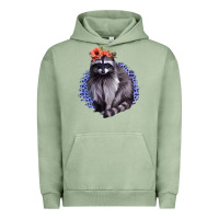 Pigment Oil Green Classy But A Little Thrashy Racoon With Flowers Urban Hoodie - Jasminsmagicworld