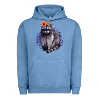 Pigment Pebble Blue Classy But A Little Thrashy Racoon With Flowers Urban Hoodie - Jasminsmagicworld