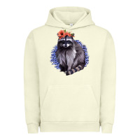 Pigment Pistachio Classy But A Little Thrashy Racoon With Flowers Urban Hoodie - Jasminsmagicworld