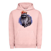 Pigment Salmon Classy But A Little Thrashy Racoon With Flowers Urban Hoodie - Jasminsmagicworld