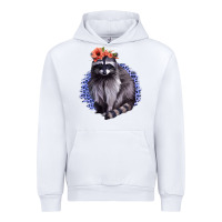 White Classy But A Little Thrashy Racoon With Flowers Urban Hoodie - Jasminsmagicworld