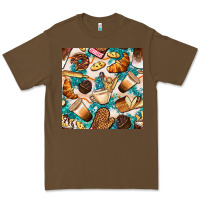 Bakery Coffee Cups Cookie And Donut With Turquoise Glitter Seamless Pa Premium Tee | Teevron