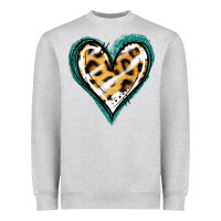 Heather Grey Glitter Leopard Heart Heavyweight Sweatshirt - Jasminsmagicworld