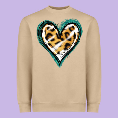 Glitter Leopard Heart Heavyweight Sweatshirt Designed By Jasminsmagicworld