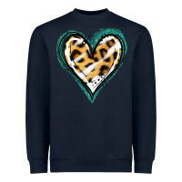Navy Glitter Leopard Heart Heavyweight Sweatshirt - Jasminsmagicworld