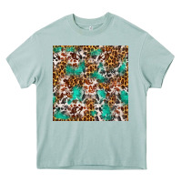 Arona Western Turquoise Glitter Cowhide Leopard Seamless Heavy Core Tee - FaDigitalArtStudio