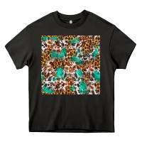 Asphalt Western Turquoise Glitter Cowhide Leopard Seamless Heavy Core Tee - FaDigitalArtStudio