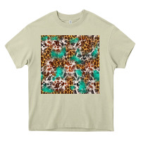 Mossy Western Turquoise Glitter Cowhide Leopard Seamless Heavy Core Tee - FaDigitalArtStudio