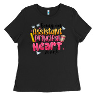 Black Being an Assistant Principal is Heart Work Ladies Tee - CowhideDigitalArt