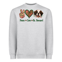 Heather Grey Peace Love St. Bernard Heavyweight Sweatshirt - Jasminsmagicworld