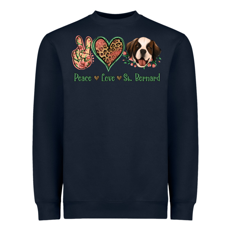 Peace Love St. Bernard Heavyweight Sweatshirt by Jasminsmagicworld | Teevron