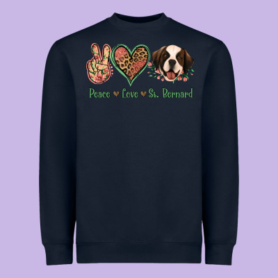Peace Love St. Bernard Heavyweight Sweatshirt Designed By Jasminsmagicworld