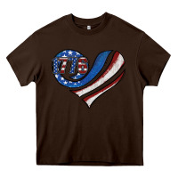 Chocolate Brown american flag heart Heavy Core Tee - Jasminsmagicworld
