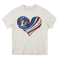 Cream american flag heart Heavy Core Tee - Jasminsmagicworld
