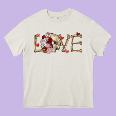 Skull Love Valentine's Day Heavy Core Tee Designed By Fadigitalartstudio