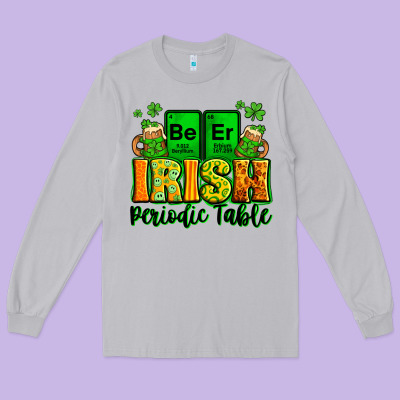 Beer Irish Periodic Table St. Patrick's Long Sleeve Tee Designed By Lillyallendesigns