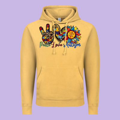 Peace Love Autism Sunflower Vintage Hoodie Designed By Racoondesign