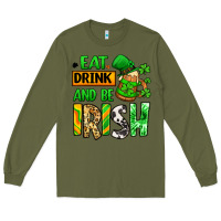 Army Green Eat drink and be Irish St. Patrick's Long Sleeve Tee - LillyAllenDesigns