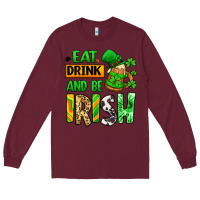 Burgundy Eat drink and be Irish St. Patrick's Long Sleeve Tee - LillyAllenDesigns
