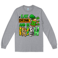 Heather Grey Eat drink and be Irish St. Patrick's Long Sleeve Tee - LillyAllenDesigns