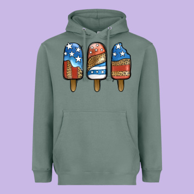 Patriotic Leopard Popsicles Heavyweight Hoodie Designed By Jasminsmagicworld